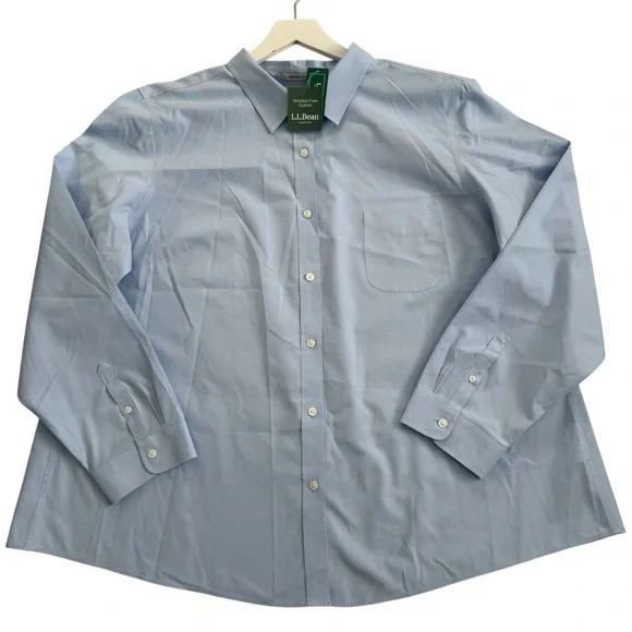 NWT L.L. Bean Oxford Wrinkle Free Washed Periwinkle Long Sleeve Shirt Women’s 3X - Picture 2 of 13